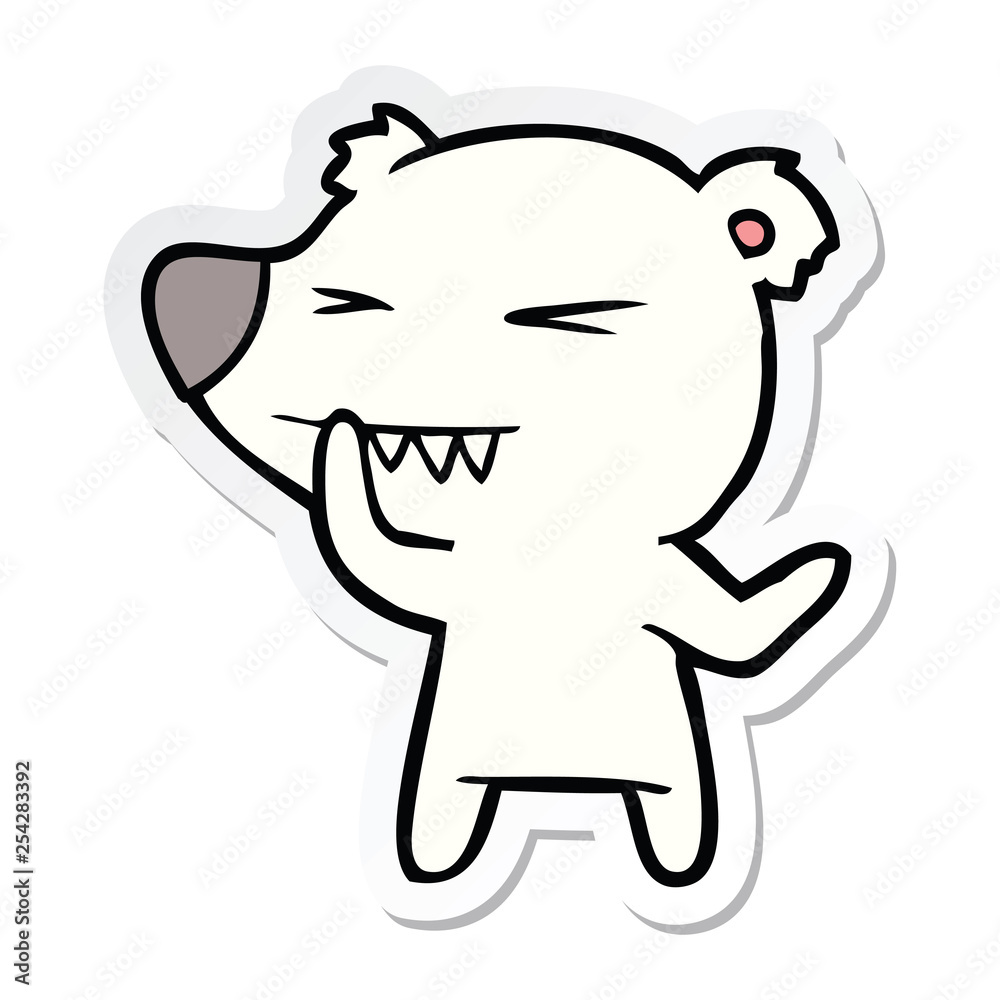 sticker of a angry polar bear cartoon thinking sticker of a angry polar bear cartoon thinking