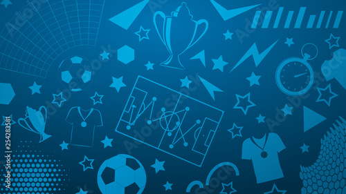 Naklejka Background of football or soccer symbols in blue colors