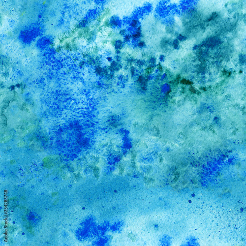 Hand painted watercolor abstract seamless background. Watercolor seamless pattern in blue.