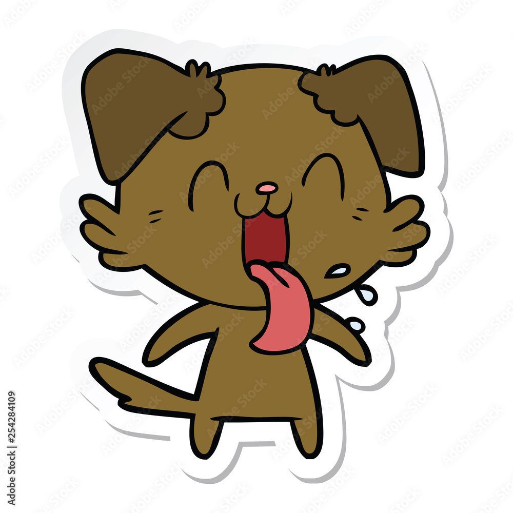sticker of a cartoon panting dog sticker of a cartoon panting dog
