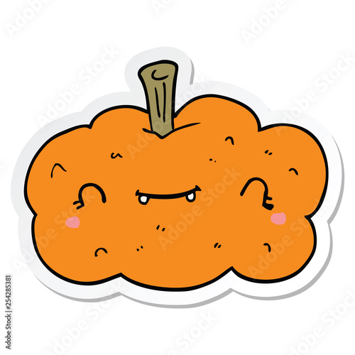 sticker of a cartoon pumpkin