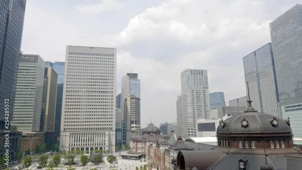 Tokyo station, tilt down revealing shot of central Tokyo Tokyo station, tilt down revealing shot of central Tokyo