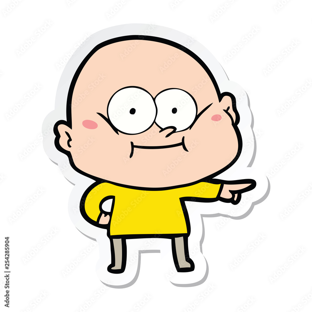 sticker of a cartoon bald man staring sticker of a cartoon bald man staring