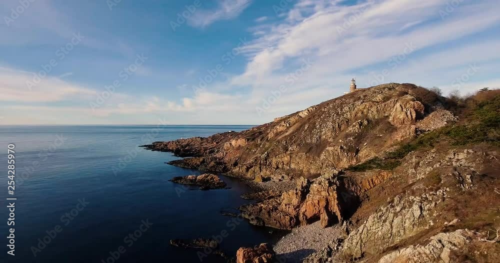 Drone footage: Lighthouse and coast landscape - Kullaberg, Sweden