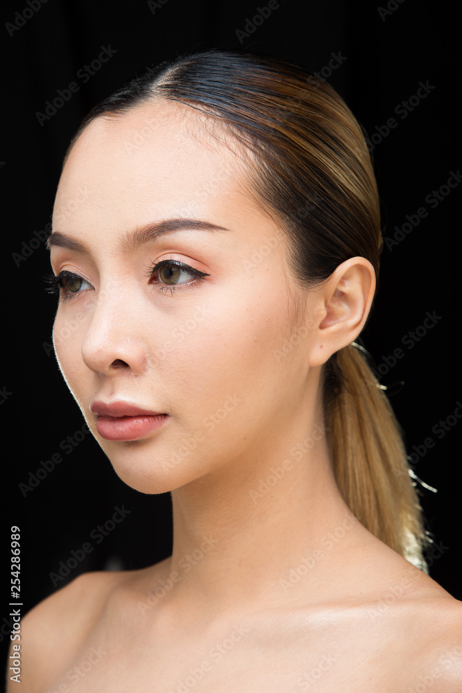 Asian Woman after applying make up hair style Asian Woman after applying make up hair style
