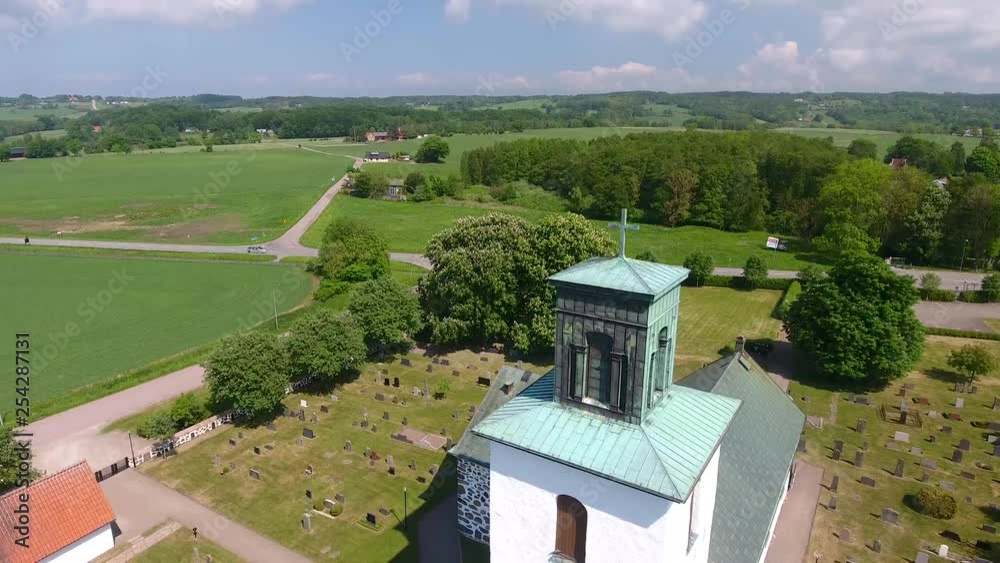 Drone footage over Church - Sweden
