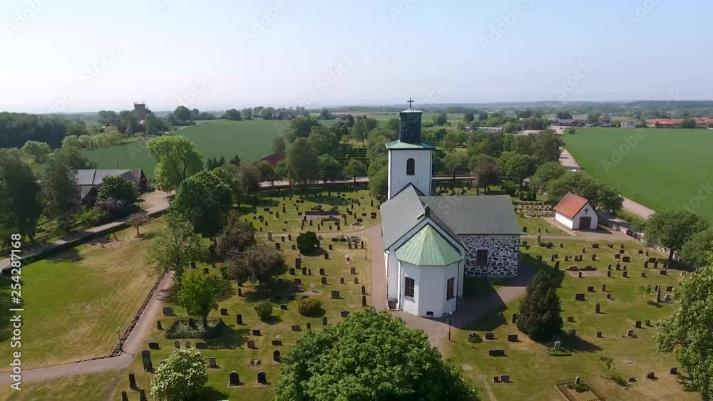 Drone footage over Church - Sweden