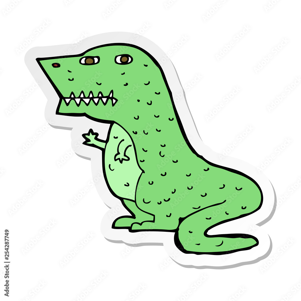 sticker of a cartoon dinosaur sticker of a cartoon dinosaur