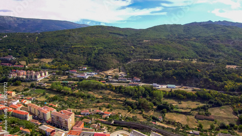 Salamanca. Aerial view in village of Bejar. Spain. Drone Photo