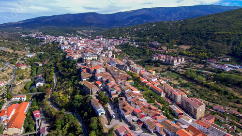Salamanca. Aerial view in village of Bejar. Spain. Drone Photo photo