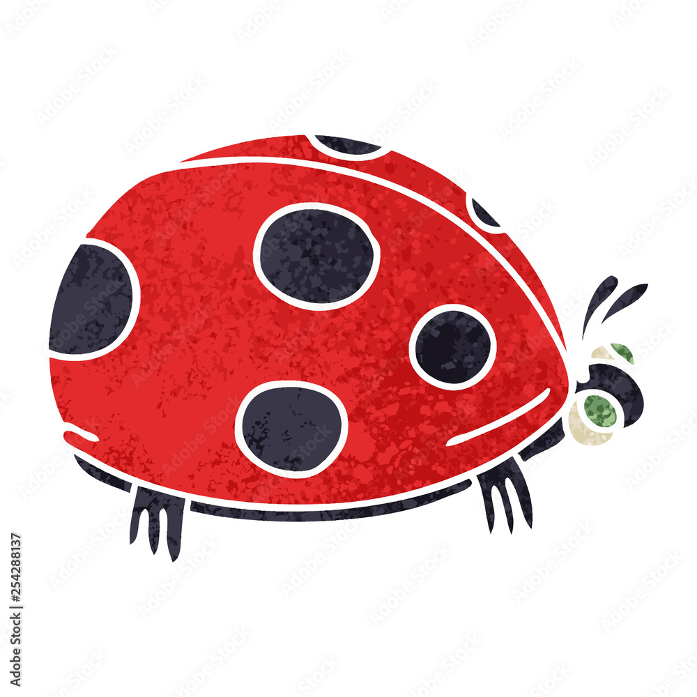 Fototapeta premium quirky retro illustration style cartoon ladybird