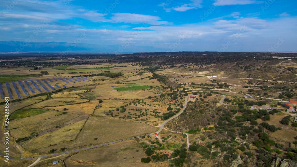 Naklejka premium Extremadura.Aerial view in Belvis de Monroy. Caceres. Spain. Drone Photo
