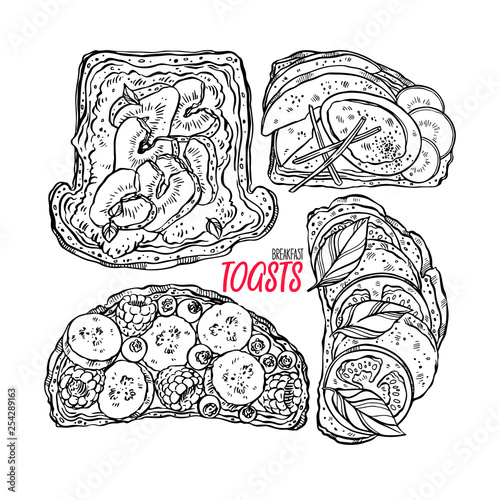 set of breakfast toasts