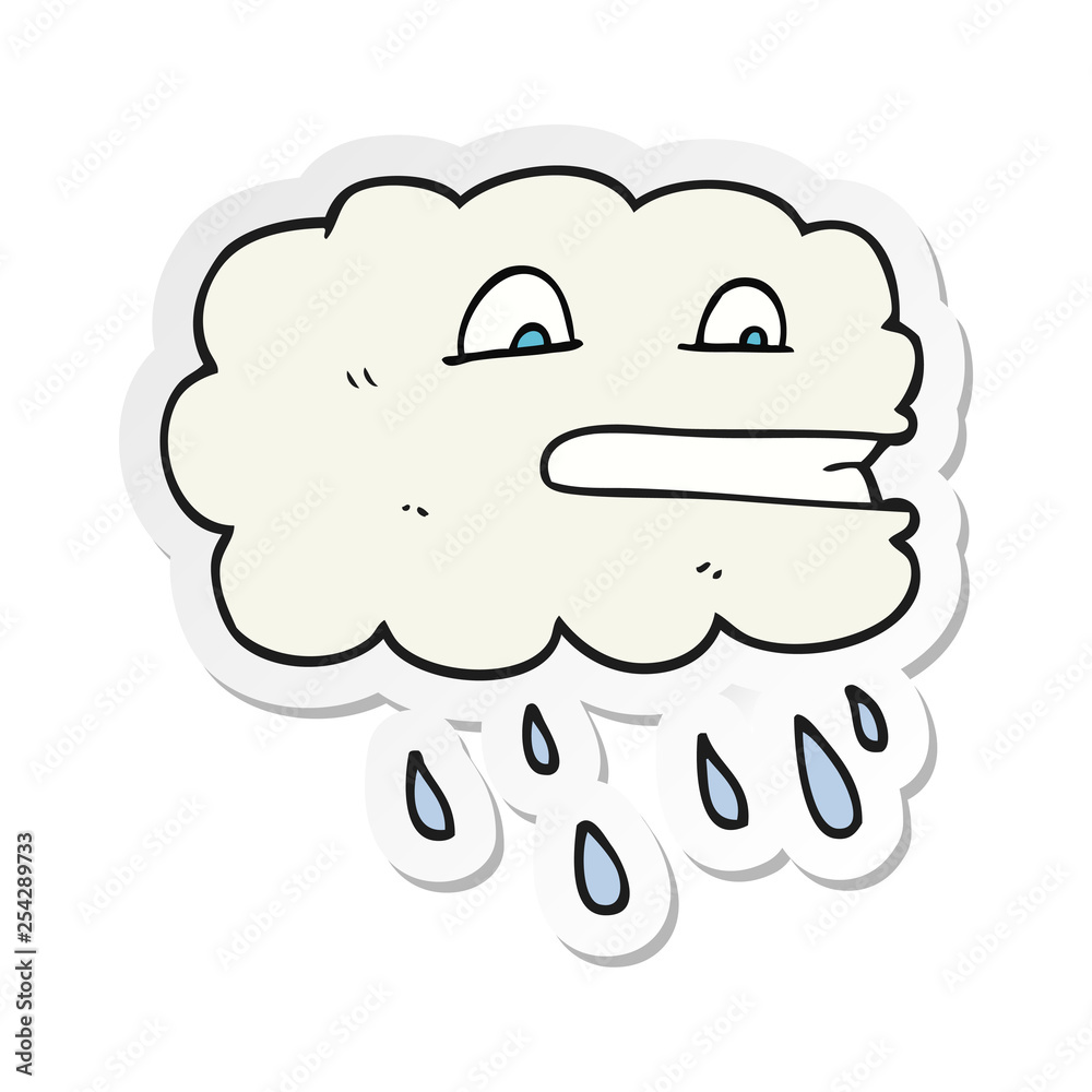 sticker of a cartoon rain cloud sticker of a cartoon rain cloud