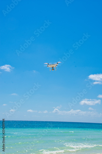 Drone in Flight - Tropical Island Backdrop