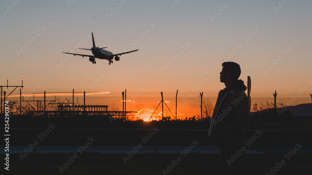Sunset and Airplane Sunset and Airplane