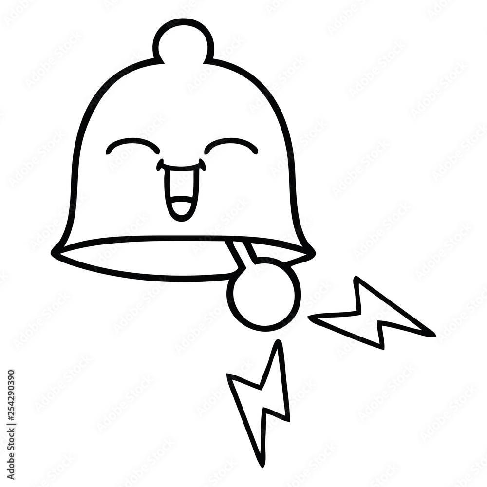 line drawing cartoon ringing bell