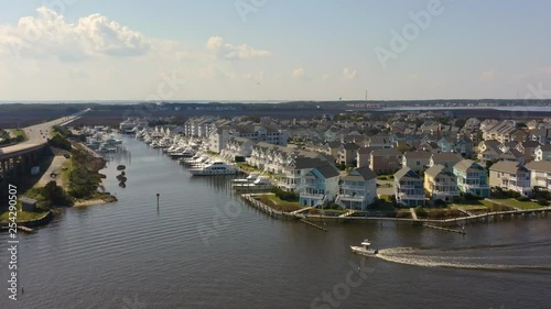 098 Aerial view of bridge, road, ocean and marina. 4k