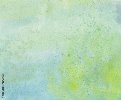 Watercolor background texture. Emerald color background painted with watercolor. Abstract watercolor background. Hand painted illustration