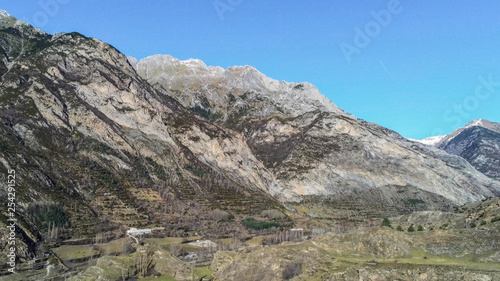 Huesca. Aerial view in Benasque. Aragon. Spain. Drone Photo