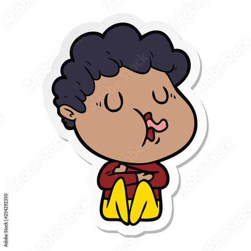 sticker of a cartoon man singing