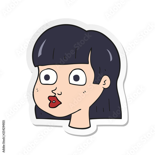 sticker of a cartoon female face