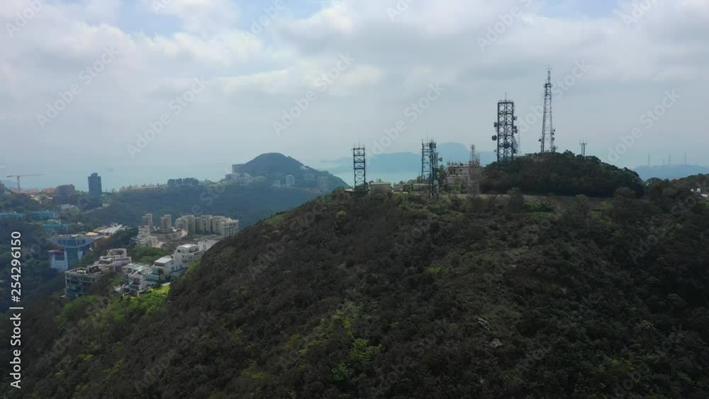 day time hong kong city victoria peak industrial top aerial panorama 4k day time hong kong city victoria peak industrial top aerial panorama 4k