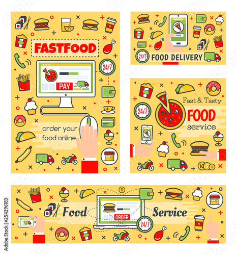 Online fast food order payment, delivery service