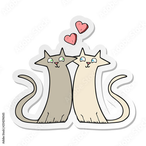 sticker of a cartoon cats in love