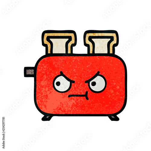 retro grunge texture cartoon of a toaster