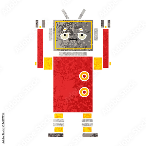 retro illustration style cartoon robot