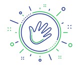 Hand wave line icon. Palm sign. Quality design elements. Technology hand button. Editable stroke. Vector
