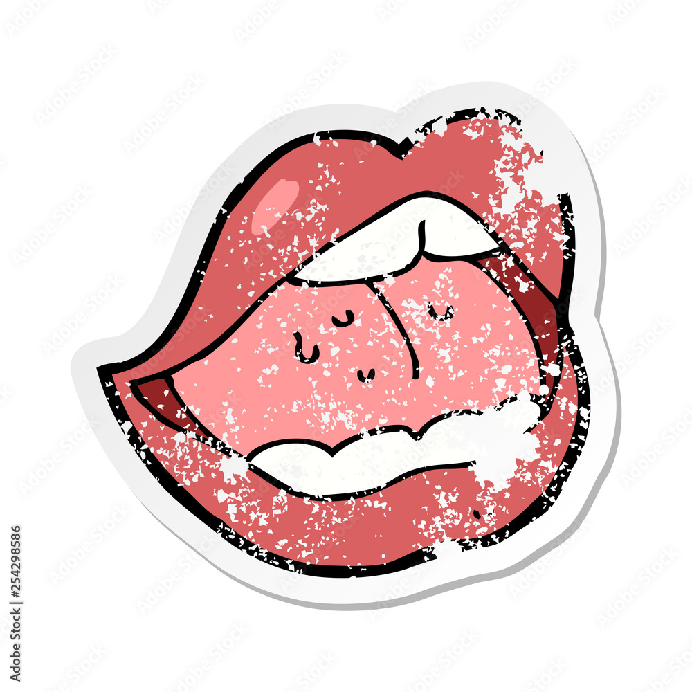 retro distressed sticker of a cartoon open mouth retro distressed sticker of a cartoon open mouth