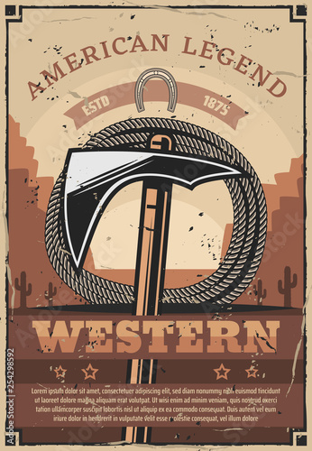 Western, wild west, Indian tomohawk and rope