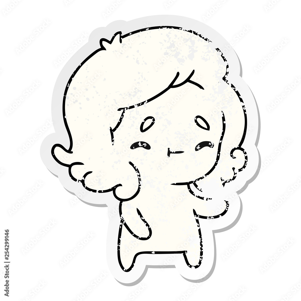 distressed sticker cartoon of a kawaii cute ghost distressed sticker cartoon of a kawaii cute ghost
