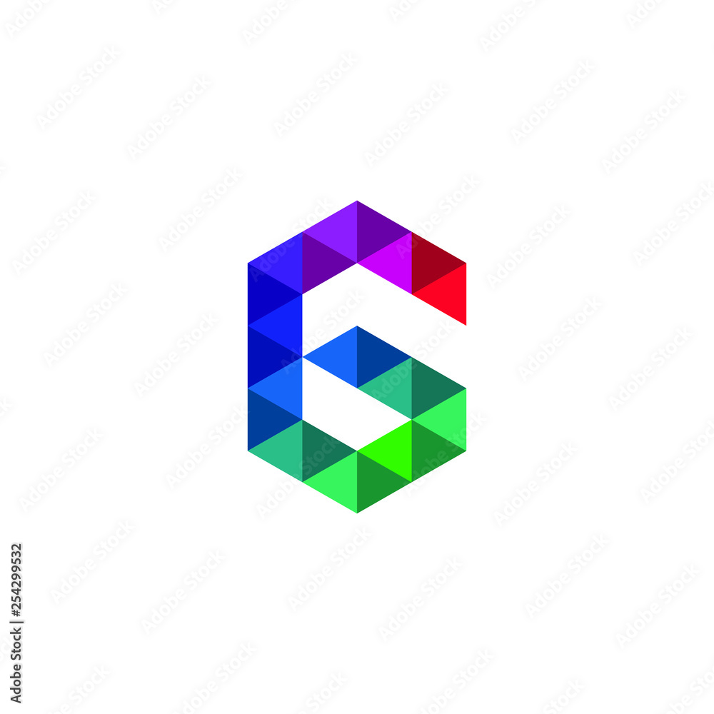 Number 6 Six Numerical Alphabet Font Colorful Polygon Logo Vector Number 6 Six Numerical Alphabet Font Colorful Polygon Logo Vector