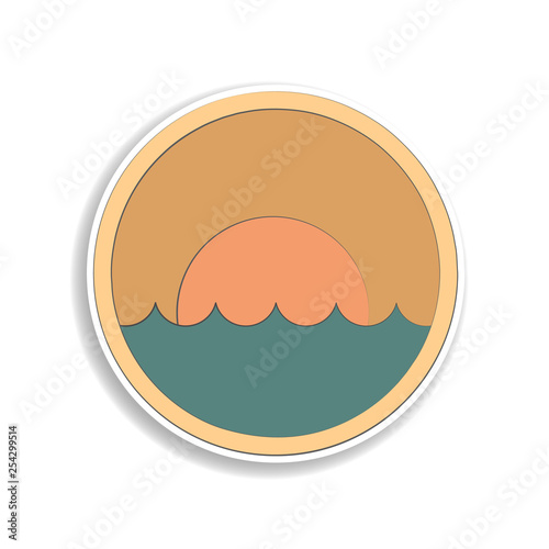 Sunset colored in circle icon. Element of colored landscape in circle icon for mobile concept and web apps. Colored Sunset can be used for web and mobile on white bakgorund photo