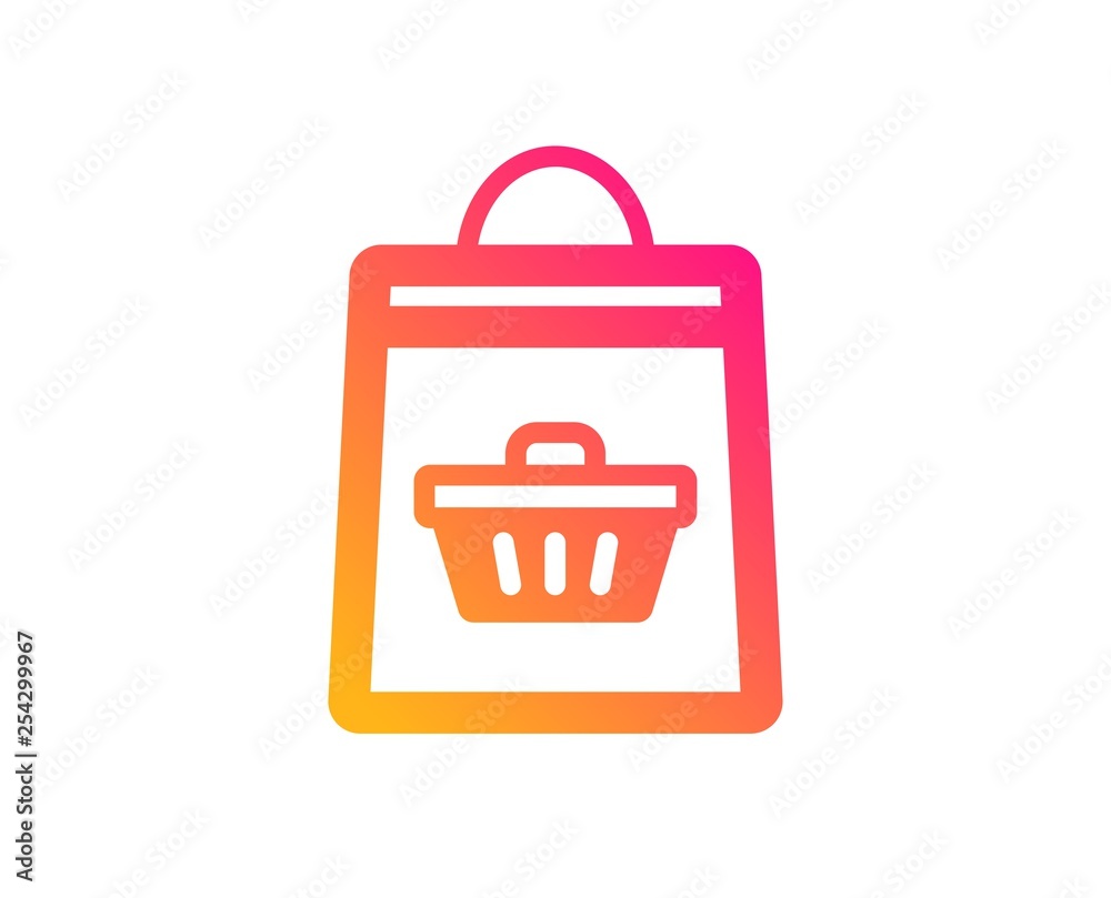 Shopping bag with cart icon. Supermarket buying sign. Sale symbol. Classic flat style. Gradient online buying icon. Vector Shopping bag with cart icon. Supermarket buying sign. Sale symbol. Classic flat style. Gradient online buying icon. Vector