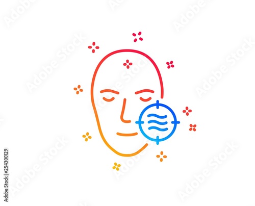 Problem face skin line icon. Need facial care sign. Target symbol. Gradient design elements. Linear problem skin icon. Random shapes. Vector