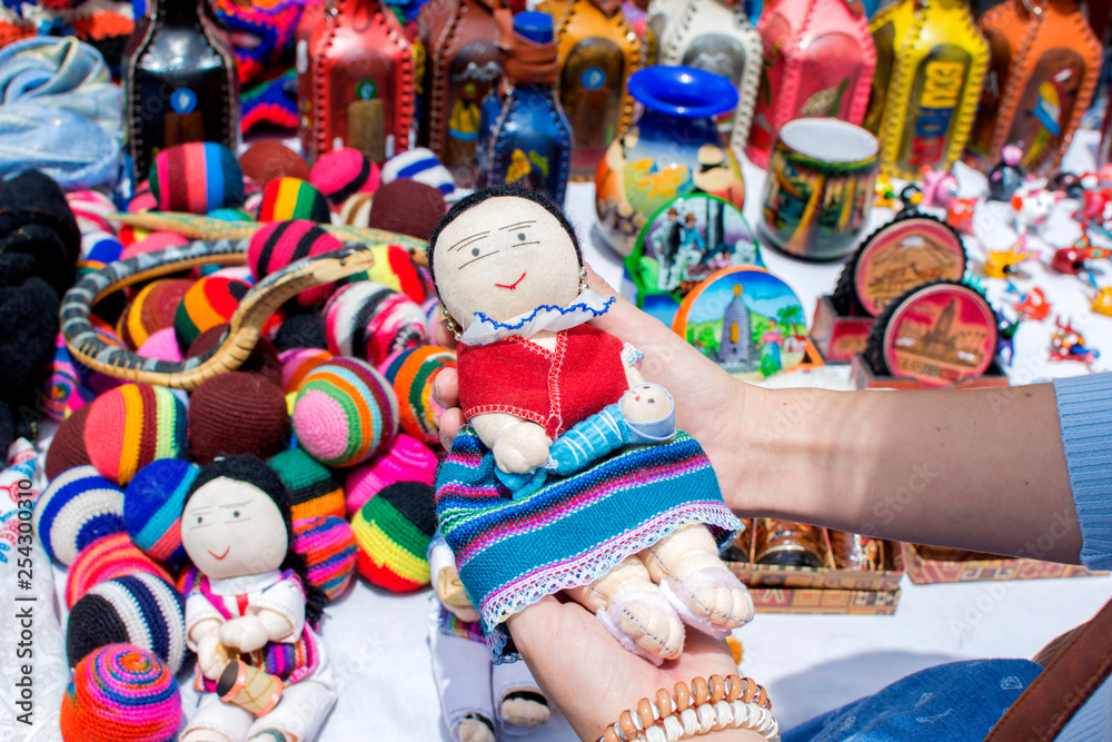 Souvenirs in Otavalo market, Ecuador