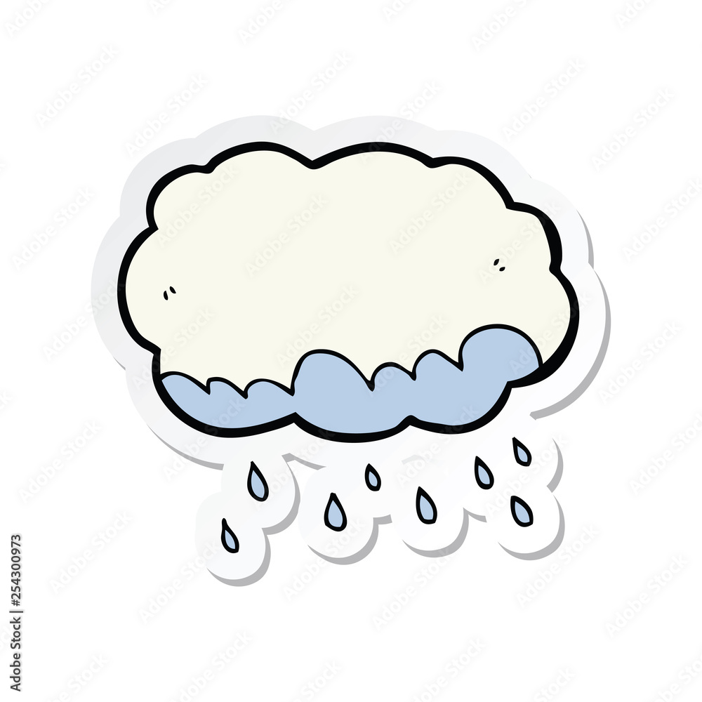 sticker of a cartoon rain cloud