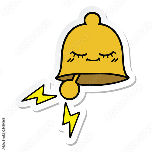 sticker of a cute cartoon ringing bell