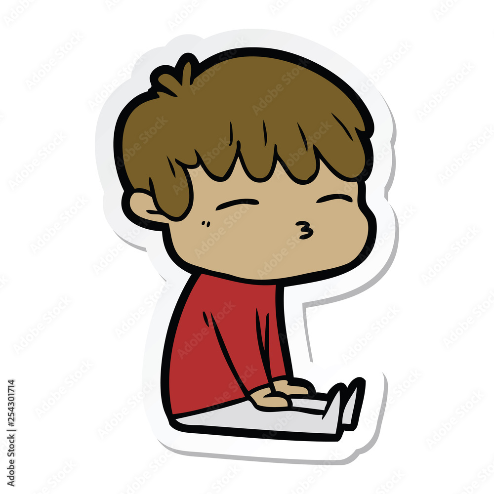 sticker of a cartoon frustrated man sticker of a cartoon frustrated man