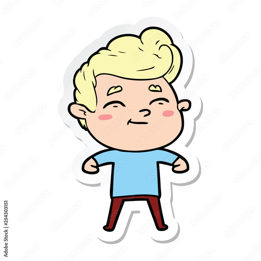 sticker of a happy cartoon man sticker of a happy cartoon man