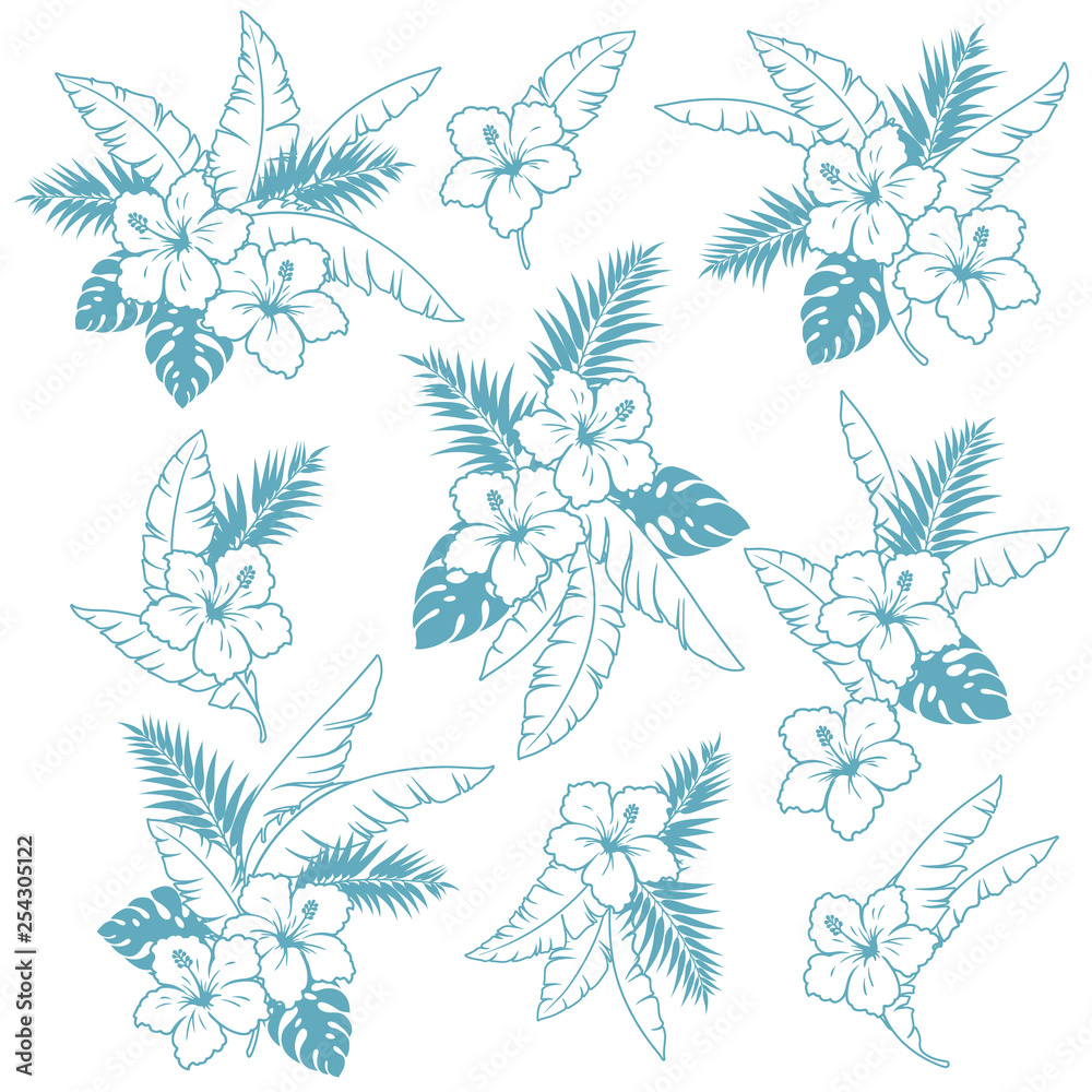 Fototapeta premium Hibiscus flower aloha shirt pattern