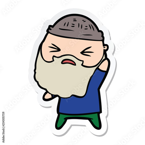 sticker of a cartoon man with beard