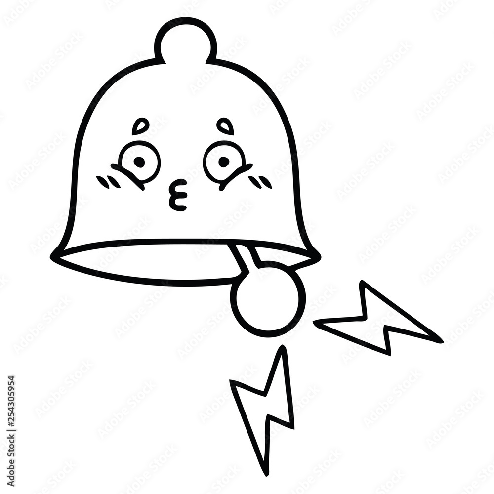 Naklejka premium line drawing cartoon ringing bell