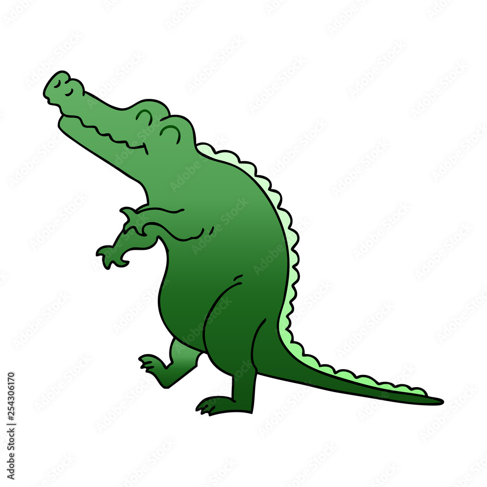 Fototapeta premium quirky gradient shaded cartoon crocodile