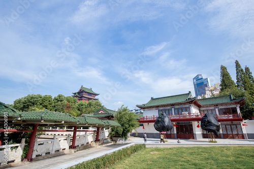 rea in front of The Tengwang pavilion in Nanchang, Jiangxi province, China, one of the four famous towers in south China