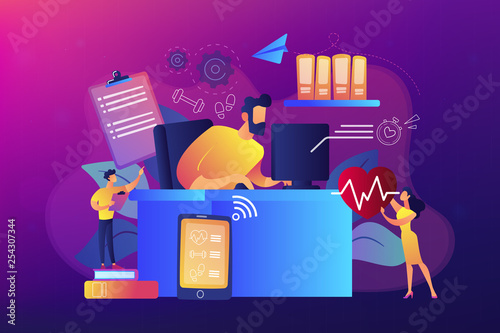 Health-focused IOT desks concept vector illustration.